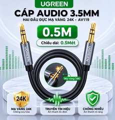 Dây Cáp Audio 3.5mm Hai Đầu Đực UGREEN AV119 Mạ Vàng 24K | Phú Quốc