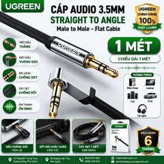 Dây Audio 3.5mm Dẹt Đầu Vuông 90 Độ UGREEN AV119 | Phú Quốc