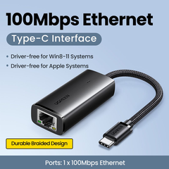 Bộ Chuyển Đổi Type-C Sang LAN 100Mbps UGREEN 15633 | Phú Quốc