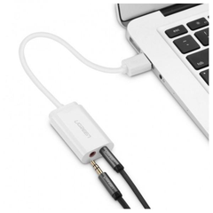 Dây USB 2.0 mở rộng sang đồng thời 2 cổng 3.5mm cho tai nghe + mic không cần driver UGREEN US205