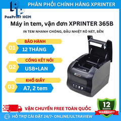 Máy in tem nhãn Xprinter 365B USB+LAN khổ A7, 2 tem