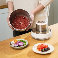 Máy xay đa năng 2 cối: inox lớn và thuỷ tinh nhỏ gọn