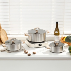 Bộ nồi Titanium Aura, siêu chống dính, 3 size đủ nhu cầu