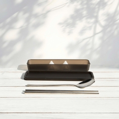 Bộ hộp cơm hổ phách và phụ kiện túi, đũa muỗng