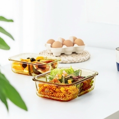 Bộ hộp cơm hổ phách và phụ kiện túi, đũa muỗng