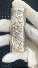 Cartier Paris bạc nguyên khối đính đá ruby