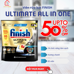 Viên rửa bát Finish Ultimate Plus túi 85 viên hương chanh