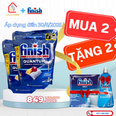 Combo Mua 2 Tặng 2: Mua Finish Powerball Quantum All In 1 64 Viên (Mua 2 Túi)+ Tặng 1 Chai Nước Làm Bóng Finish 400ml & 1 Muối Finish Slat 1Kg