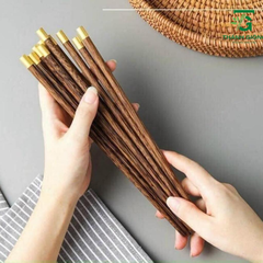 Đũa Gỗ Cánh Gà Tự Nhiên Chữ Phúc Hộp 10 Đôi