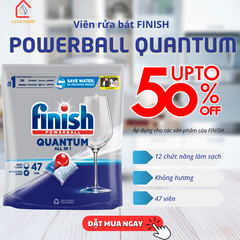 Viên rửa bát Finish Quantum AIO túi 47 viên không hương