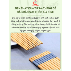 Đũa Tre Cao Cấp Chống Mốc Viền Xanh Hộp 10 Đôi
