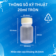 Hũ nhựa rỗng 20ml nhựa PP có nút chống tràn