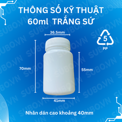 Hũ nhựa PP 60ml màu trắng sứ có nút chống tràn