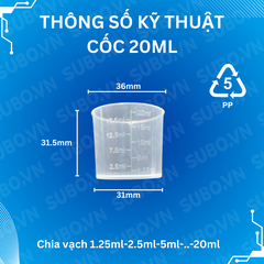 Cốc chia vạch 20ml nhựa PP
