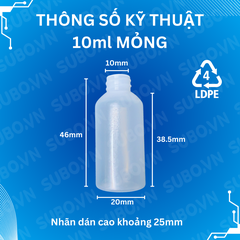 Ống nhựa hút mụn 10ml mỏng dùng cho da nhạy cảm hút nhẹ