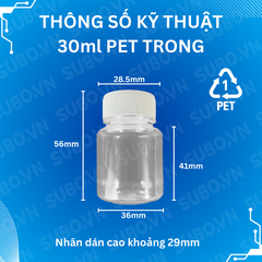 Lọ Nhựa 30ml PET Có Nút