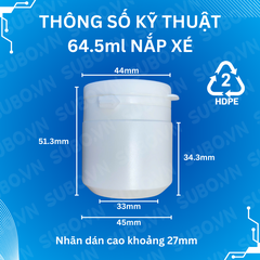 Chai nhựa HDPE 64,5ml nắp xé
