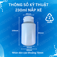 Hũ Nhựa 230ml HDPE Nắp Xé
