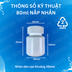 Lọ Nhựa 80ml HDPE Nắp Nhấn 2 Nấc
