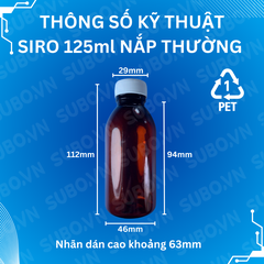 Lọ Nhựa SIRO 125ml Pet Nâu Có Nút
