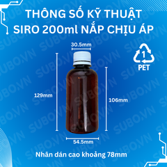 Chai nhựa 200ml PET nâu nắp chịu áp bảo hiểm