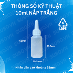 Lọ Nhỏ Giọt 10ml Nắp Trắng Nhựa LDPE