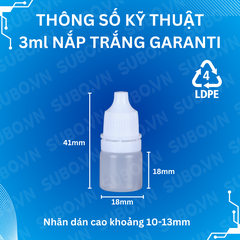 Lọ 3ml Nhựa LDPE Nắp Bảo Hiểm Garanti