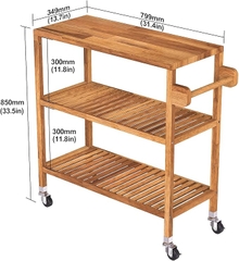 KỆ GỖ ĐA NĂNG GOLDEN TEAK 674760- KỆ ĐẨY NHÀ BẾP GỖ ACACIA 3 TẦNG CÓ BÁNH XE – KHO ĐỒ GỖ 49