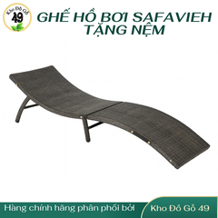 Ghế Hồ Bơi Giả Mây Safavieh Xuất Khẩu Châu Âu – Gấp Gọn, Thư Giãn, Tắm Nắng Sân Vườn, Hồ Bơi