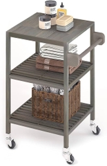 KỆ GỖ SQUARE DUST GREY 674821/ KỆ ĐA NĂNG CÓ BÁNH XE DI ĐỘNG CỠ LỚN– KỆ ĐẨY TRÀ, CAFE, BBQ SÂN VƯỜN