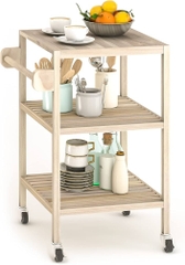 KỆ GỖ SQUARE ORGANIC WHITE 674838/ KỆ ĐA NĂNG CÓ BÁNH XE DI ĐỘNG CỠ LỚN– KỆ ĐẨY TRÀ, CAFE, BBQ SÂN VƯỜN
