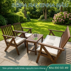 Bộ Sofa Ravenna Nâu/[BỘ BÀN GHẾ NGOÀI TRỜI GỖ TỰ NHIÊN – PHÂN PHỐI CHÍNH HÃNG BỞI KHO ĐỒ GỖ 49]