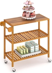 KỆ GỖ ĐA NĂNG GOLDEN TEAK 674760- KỆ ĐẨY NHÀ BẾP GỖ ACACIA 3 TẦNG CÓ BÁNH XE – KHO ĐỒ GỖ 49