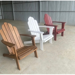 Ghế Adirondack - Silla gỗ tràm sơn trắng - ghế gỗ thư giãn sân vườn, ban công, hồ bơi