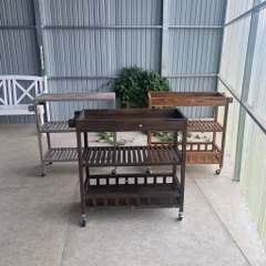 Kệ gỗ đa năng Expresso with Tray 675033 gỗ tràm FSC tự nhiên cỡ lớn có bánh xe đẩy di động dùng được cả trong nhà và ngoài trời