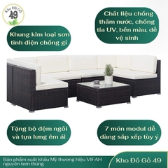 Bộ Sofa Venice Ngoài Trời 7 Món Cao Cấp | Đệm Oeko-Tex | Chống Nước UV | Ghế Sân Vườn Villa Cafe Resort