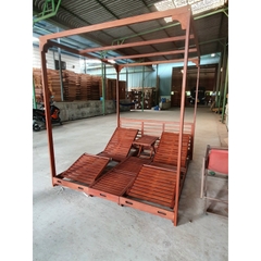 Ghế hồ bơi Praktiker ghế tắm nắng, giường tắm nắng sân vườn/hồ bơi/bãi biển xuất Âu gỗ tràm KT 180x200x200cm