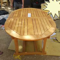 Bàn ăn gỗ ngoài thông minh Oval thanh lý- Outdoor dinning table