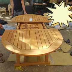 Bàn ăn gỗ ngoài thông minh Oval thanh lý- Outdoor dinning table