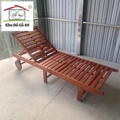 Ghế hồ bơi Malibu VIFAH ghế tắm nắng, giường tắm nắng sân vườn/hồ bơi/bãi biển xuất Âu gỗ bạch đàn
