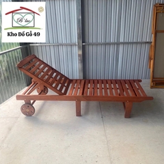 Ghế hồ bơi Malibu VIFAH ghế tắm nắng, giường tắm nắng sân vườn/hồ bơi/bãi biển xuất Âu gỗ bạch đàn