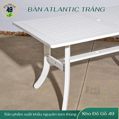 BÀN ĂN ATLANTIC GỖ TRÀM FSC V1337, KT 150 × 80 × 74 CM – SƠN TRẮNG | CÓ LỖ CẮM DÙ | KHO ĐỒ GỖ 49