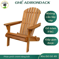 Ghế Tắm Nắng Gỗ Tràm Tự Nhiên Gấp Gọn – Ghế Thư Giãn Adirondack Ngoài Trời, Bãi Biển, Sân Vườn