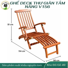 Ghế deck V156 thư giãn tắm nắng Gỗ Bạch Đàn Ngoài Trời Cao Cấp – Chuẩn Xuất Khẩu | Bền Đẹp – Chịu Lực Tốt – Chống Nước