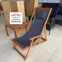 Ghế võng gỗ bãi biển sọc xanh lá