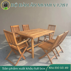 Bàn Ăn Miami Gỗ Tràm FSC V1821 Ngoài Trời – Chân Chữ A Có Thanh Giằng
