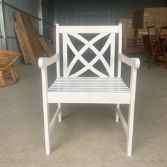 Ghế Ngoài Trời Bradley V1601 Arm Chair – Ghế Gỗ Tự Nhiên Acacia, Chống Mốc Mọt, Bền Đẹp – Màu Trắng Eco-Friendly