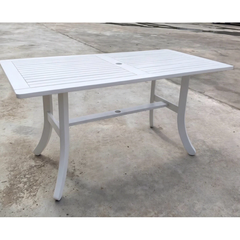 BÀN ĂN ATLANTIC GỖ TRÀM FSC V1337, KT 150 × 80 × 74 CM – SƠN TRẮNG | CÓ LỖ CẮM DÙ | KHO ĐỒ GỖ 49
