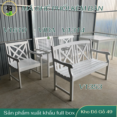 BÀN ĂN SIESTA GỖ TRÀM FSC V1336, KT 150 × 80 × 74 CM – SƠN TRẮNG | CÓ LỖ CẮM DÙ | KHO ĐỒ GỖ 49