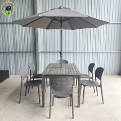 BÀN ĂN SIESTA V1927 GỖ TRÀM FSC, KT 150 × 80 × 74 CM – LAY XÁM | CÓ LỖ CẮM DÙ | KHO ĐỒ GỖ 49